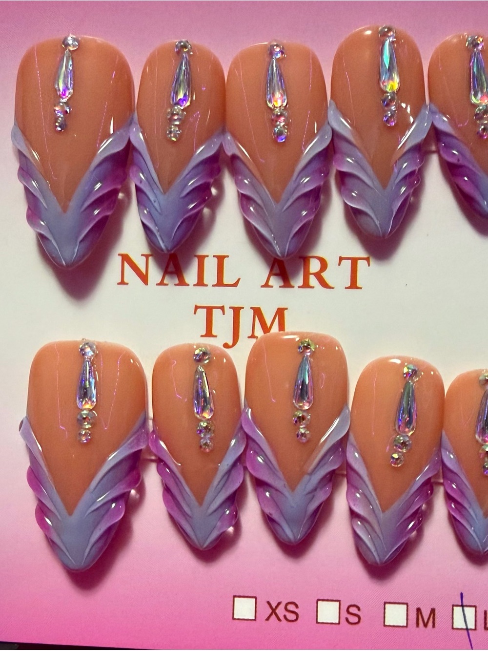 Peach and Lavender Press-On Nail Set